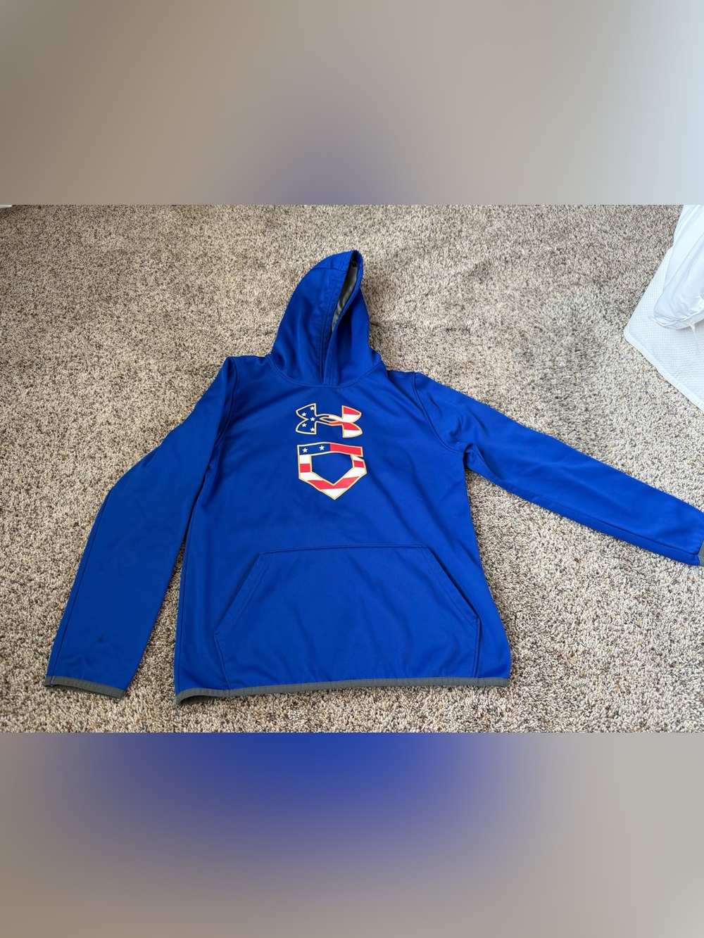 Under Armour Red, Blue & White Youth Hoodie — Size Large